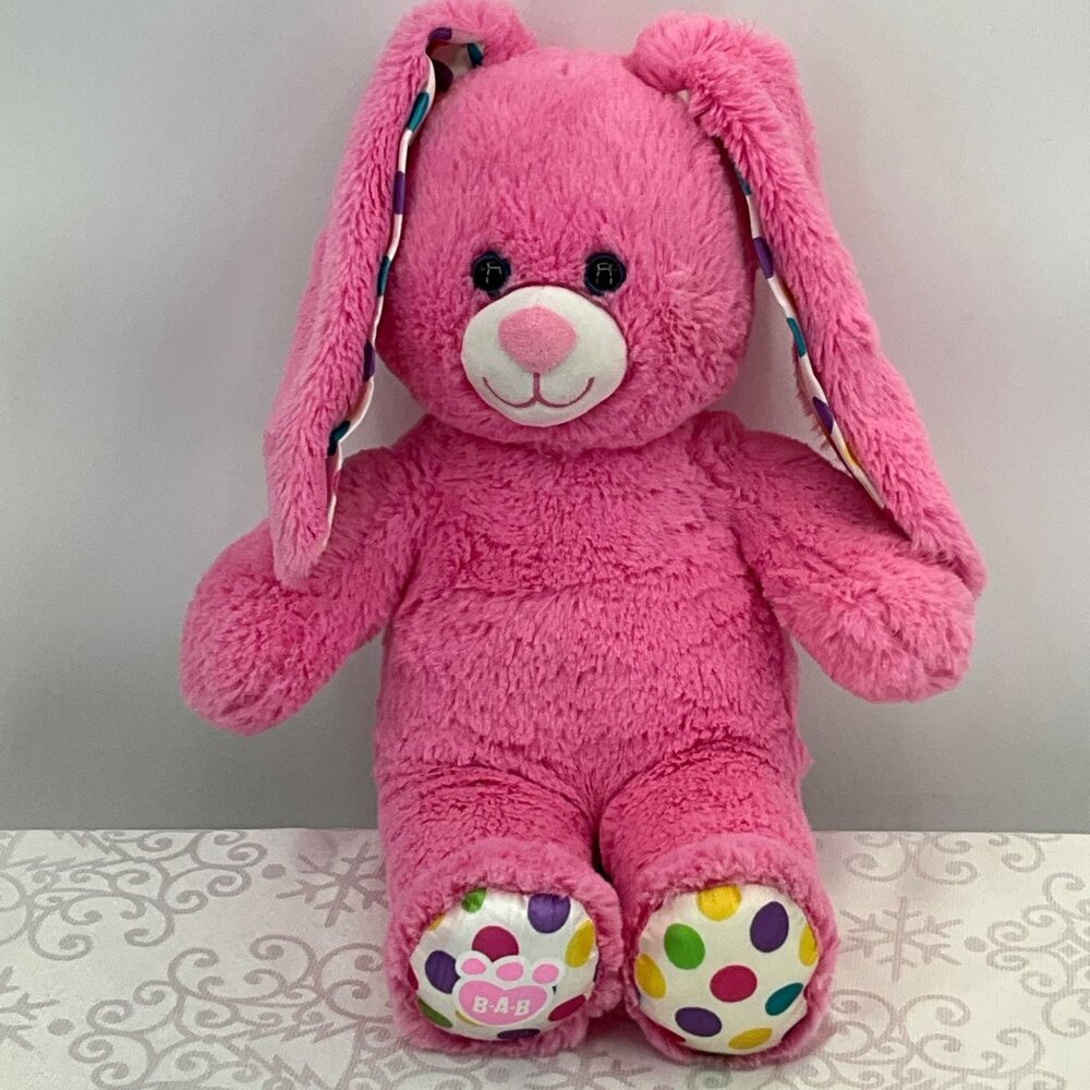 Build-A-Bear Workshop Pink‎ Bunny Plush Stuffed Animal With Polka Dot Accents